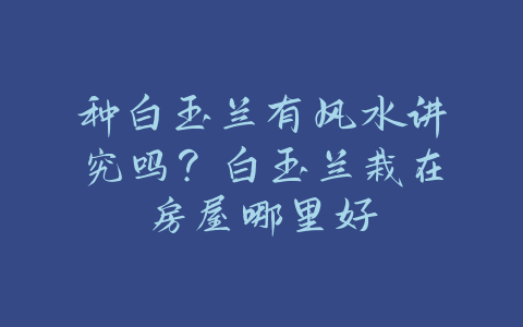 种白玉兰有风水讲究吗？白玉兰栽在房屋哪里好-易善缘