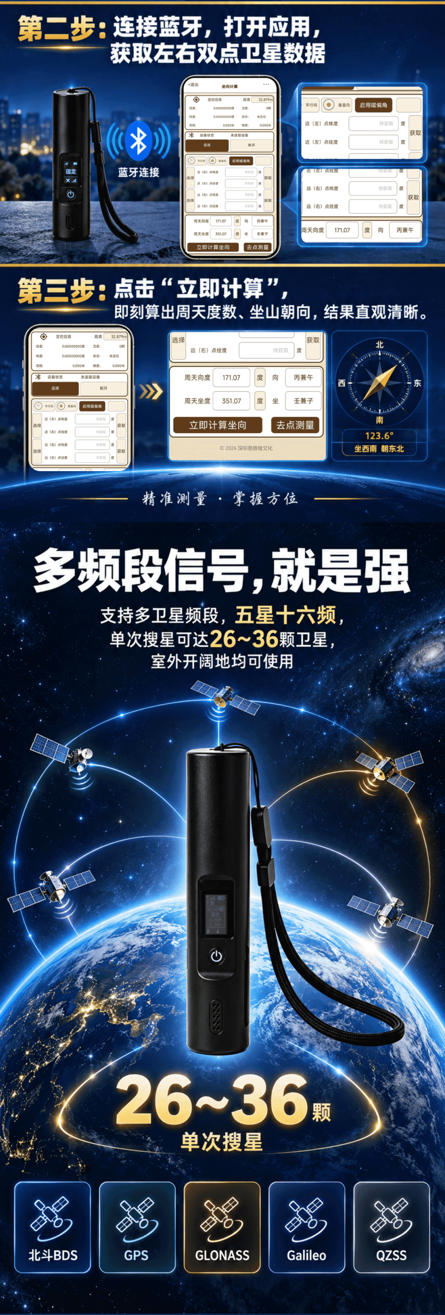 图片[7]-易善缘卫星罗盘防磁场干扰高精度专业双点定向罗盘仪智能电子罗盘
